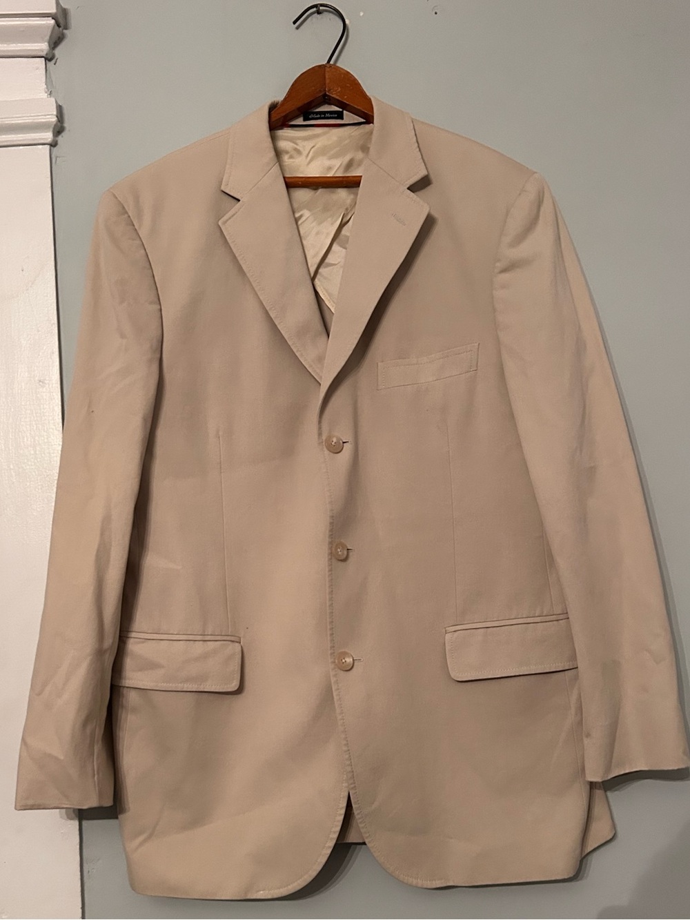 J.Crew Unstructured Fit Cotton Blazer Khaki Tan Mens 42R Italian Fabric 3-Button